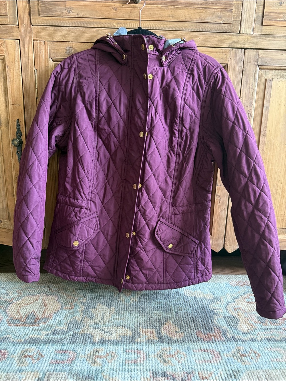 Barbour Millfire Quilted Hooded Jacket in Deep Plum